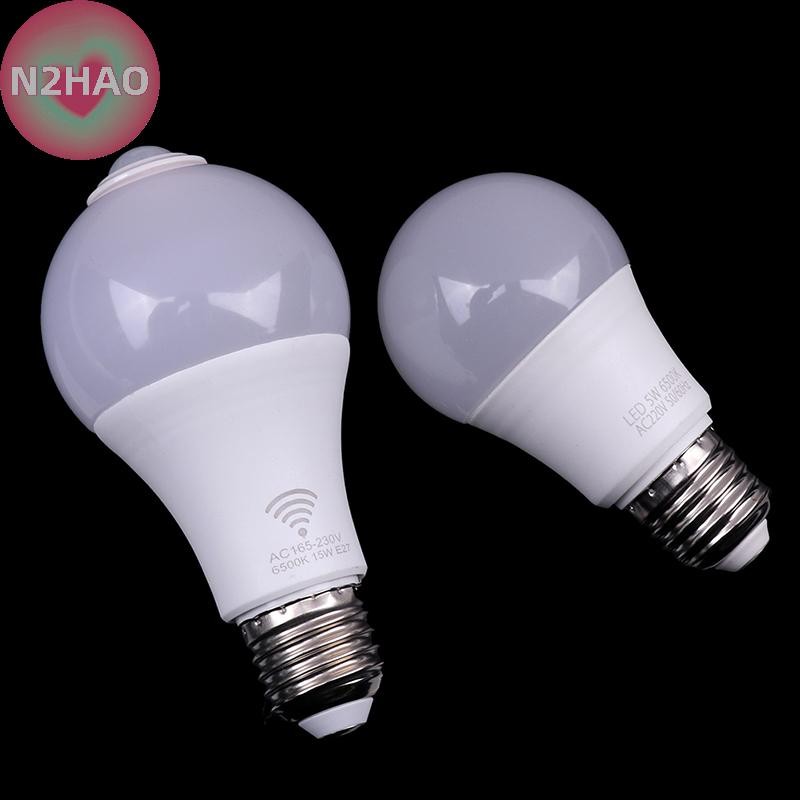 Đèn cảm biến chuyển động N2HAO E27 PIR 5W 9W 15W Bóng đèn LED có cảm biến chuyển động Máy dò chuyển động Đèn ngủ n