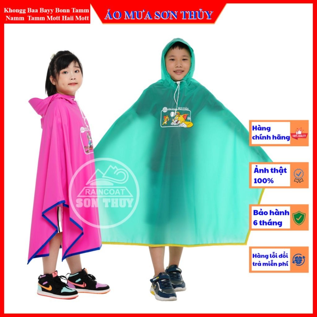 Áo mưa trẻ em CÁNH RƠI Sơn Thủy nhựa PVC an toàn, siêu bền - áo mưa cho bé trai, bé gái  aomuasonthuyhn
