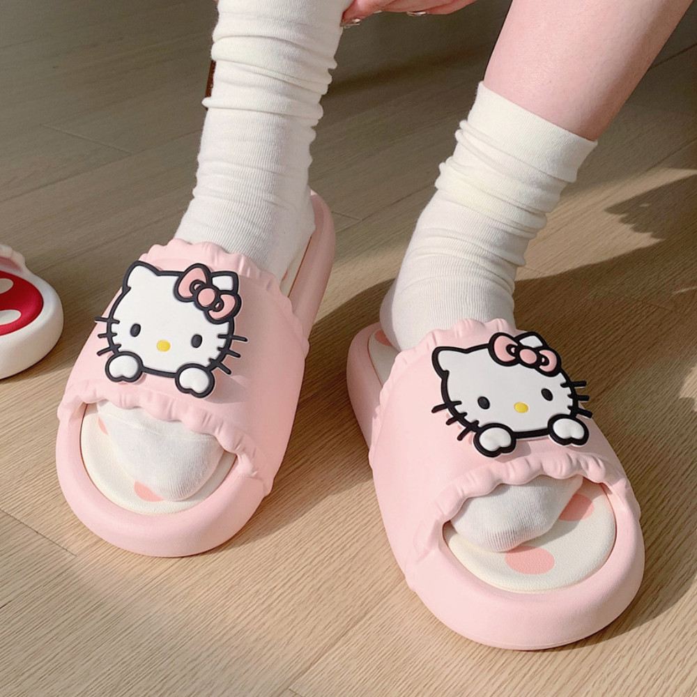 Dép Đi Trong Nhà Hello Kitty Cao Su Eva Êm Chân Mềm Nhẹ Chống Trơn Trượt, Dép Nhà Tắm Văn Phòng Thoáng Khí