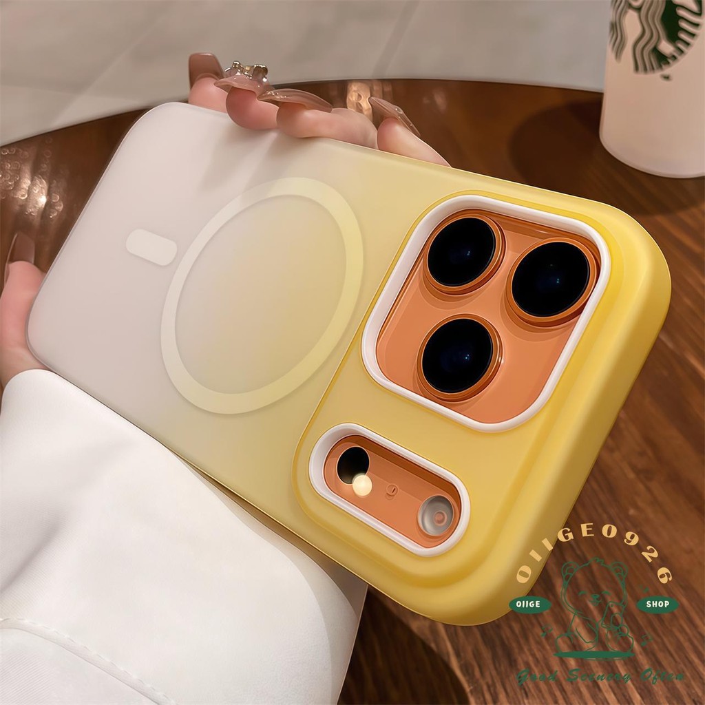 【 Ốp lưng iPhone17 】 Vỏ điện thoại từ tính lỏng mờ màu cam iphone17 Pro Max 16 15 14 13 12 cho vỏ iPhone Vỏ mềm silicon TPU chống sốc