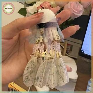 SAFENH Sáng Tạo DIY Handmade Dreamy Đính Hạt Tua Rua Cầu Lông Mặt Dây Chuyền Móc Khóa Chất Liệu Gói Bạn Bè Cặp Đôi Quà Tặng VN