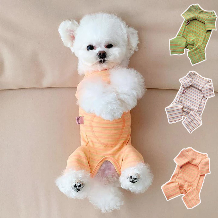 Thú Cưng Mèo Phục Hồi Phù Hợp Với Sọc Chó Onesie Bốn Chân Quần Chó Con Mùa Hè Thú Cưng Bộ Đồ Ngủ Có Thể Điều Chỉnh Phục Hồi Phù Hợp Với Chó Shih Tzu
