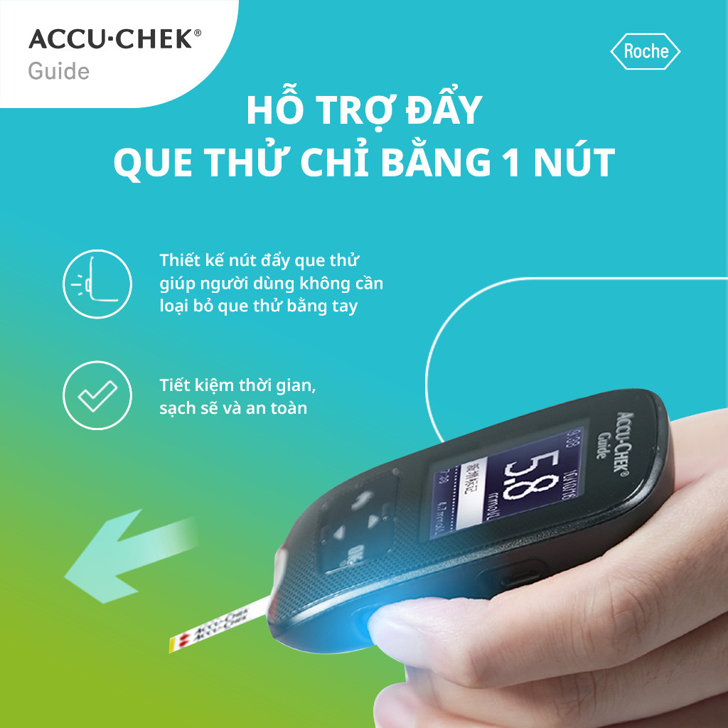 Máy đo đường huyết Accu-Check Guide + Kèm 25 que test thử máu và 6 kim lấy máu