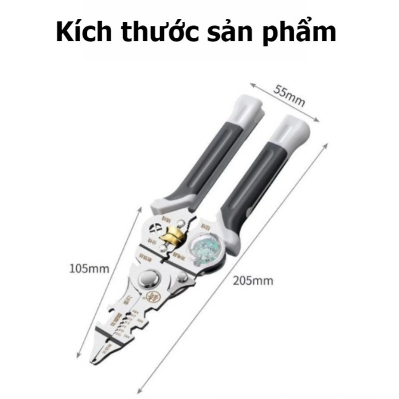 Kìm đa năng10 trong 1,Kìm tuốt dây điện, cắt,Thử điện, dụng cụ cầm tay chuyên nghiệp thế hệ mới