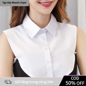 Cổ áo giả len cotton có thể tháo rời, kết hợp hai tông màu trắng đen cổ điển, dễ dàng phối với nhiều loại trang phục nữ