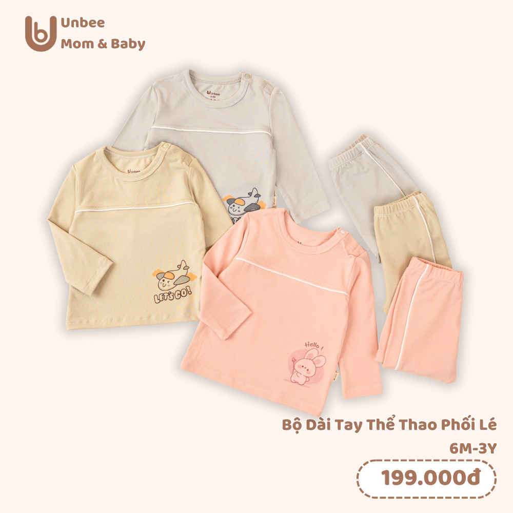 Bộ thể thao dài tay bé trai bé gái UNBEE - Bộ quần áo thu đông cho bé size 6 tháng đến 3 tuổi