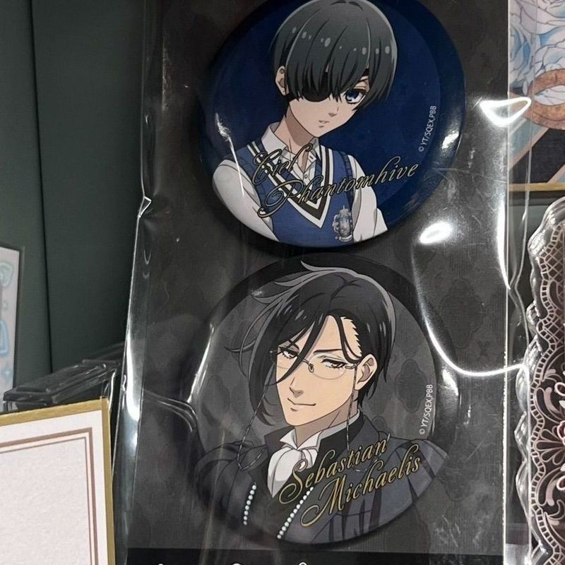 Black Butler 58mm Ichiban Kuji Huy hiệu Ciel Sebastian Anime Sưu tầm