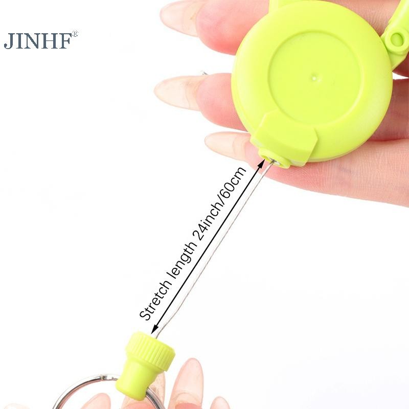 JINHF Màu Có Thể Thu Vào Móc Khóa Ngoài Trời Chống Trộm Dễ Kéo Khóa Dây Cuộn Dây Co Giãn Vòng Chìa Khóa Dụng Cụ Có Thể Thu Vào HOT
