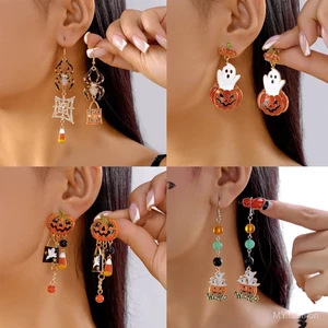 Bông tai Halloween hình bí ngô bằng hợp kim, phù hợp làm quà tặng
