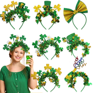 Ｍùa lễ Thánh Patrick - Mũ đầu cỏ ba lá với dây nhiều màu sắc, phù hợp cho Carnaval