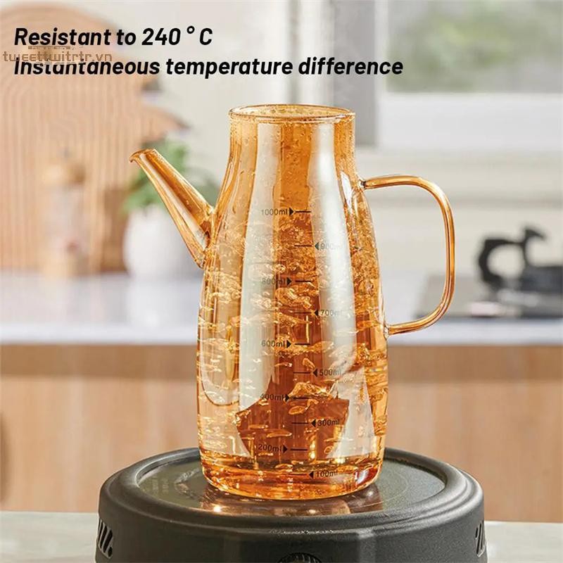 TRTR 600 / 800 / 1000ml Chai đựng dầu có vòi nhỏ giọt Nhà bếp Bình dầu thủy tinh dung tích lớn Bình đựng dầu chống rò rỉ VN