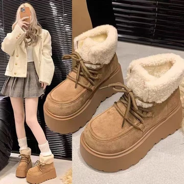 [Ms.LIN] Giày bốt tuyết ống ngắn cổ điển dành cho nữ, Giày bốt ngắn ấm áp bằng lông cừu đế dày dành cho nữ, Giày bốt nữ, Giày bốt mùa đông cho nữ