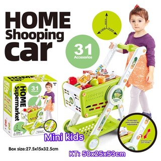 Xe Đẩy Siêu Thị Cỡ Lớn + 31 Chi Tiết  – Đồ Chơi Mô Phỏng Cho Bé, Nhựa ABS An Toàn