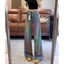 Quần Jeans Nữ Ống Rộng In Hình Cầu Vồng Graffiti Phong Cách Mới