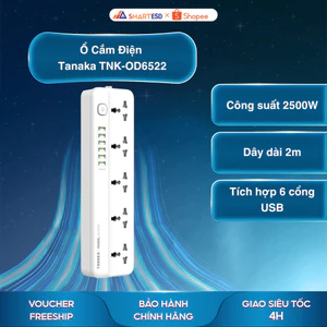 Ổ Cắm Điện Tanaka TNK-OD6522 - 5 ổ cắm điện - Công suất đầu vào 250V - Bảo hành chính hãng 12 tháng
