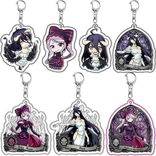 Anime Overlord Keychain Cartoon Figure Ainz Ooal Gown albedo Shalltear Bloodfallen Pendant Key Ring Bag Accessories Jewe