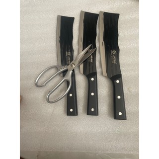 chuyên sỉ - (4 món) BỘ 3 DAO +kéo THÉP JANPAN KHÔNG GỈ+ 1 KÉO SK5
