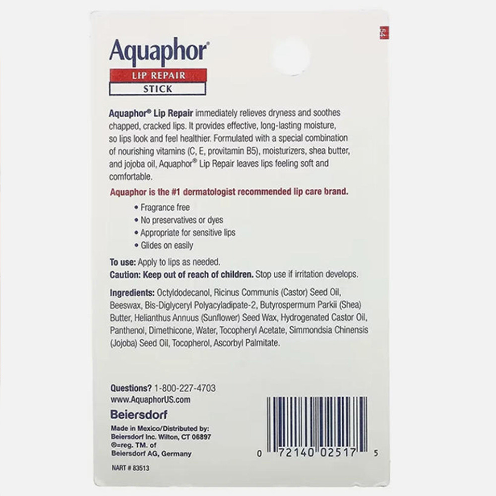 Aquaphor Lip Repair Lip balm specializes in restoring chapped lips