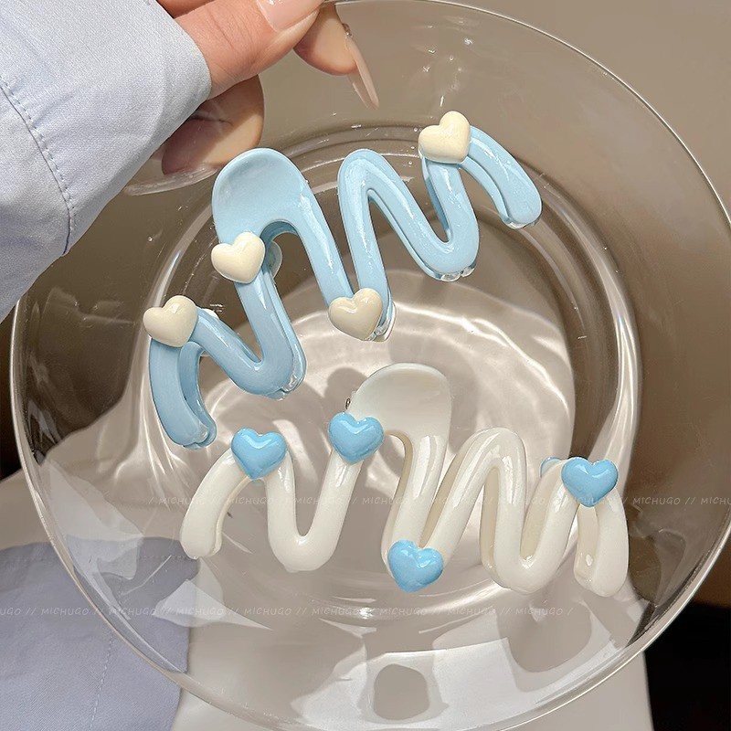 Kẹp Tóc Sóng Trái Tim Acrylic - Kẹp Tóc Nữ Cho Nữ Và Bé Gái