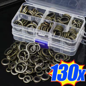 130 Cái / hộp - Chảo Dầu Xả Vít Gioăng Hộp Nhôm Tấm Gioăng Bộ Dụng Cụ Sửa Chữa Tự Động Hộp Sửa Chữa Miếng Đệm Nhôm Hộp Sửa Chữa