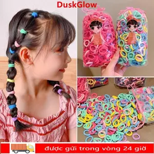 DUSKGLOW 100 chiếc Băng đô đàn hồi cao, Dây buộc tóc ngón tay Bộ băng đô trẻ em Hàn Quốc, Giá đỡ đuôi ngựa thời trang Màu nâu Đen Không gây hại Dây buộc tóc màu kẹo Mũ nón trẻ em