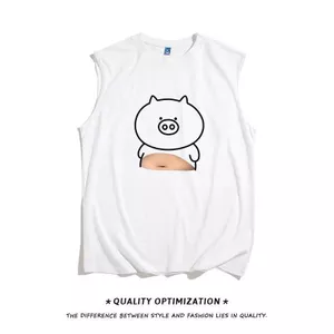 Sáng Tạo Heo In Áo Vest Nam Sinh Viên Mùa Hè Rời Phù Hợp Với Cặp Đôi Áo Thun Không Tay Áo Khoác Bên Ngoài Top