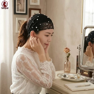 Phụ Nữ Băng Đô Ren Rộng Có Đính Hạt Chi Tiết Che Tóc Trắng Nổ Co Giãn Thoải Mái Phù Hợp Cho Tiệc Cưới Hàng Ngày