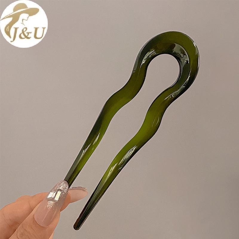 JU Vintage Kẹp Tóc Hình Chữ U Cho Nữ Bé Gái, Hình Học Rùa Acetate, Phụ Kiện Thời Trang, Mũ Tóc