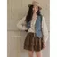 Thiết kế áo khoác Denim cổ điển thêu cảm giác được xếp lớp phù hợp với áo ghi lê