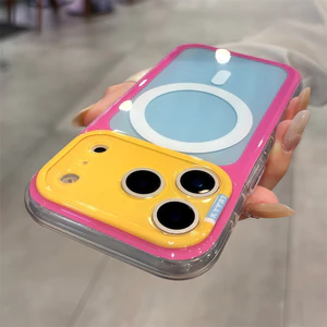 Ốp điện thoại từ tính tương phản chất lượng cao cho iPhone 17 Pro Max 14 15 16 pro max Bao gồm bảo vệ ống kính máy ảnh vỏ mềm Vỏ bảo vệ vỏ điện thoại