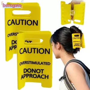 BORAGETE Dấu hiệu cảnh báo Kẹp móng vuốt tóc, Kẹp móng vuốt tóc màu vàng rực rỡ mờ, Phụ kiện tóc chắc chắn Giá đỡ tóc đuôi ngựa Quà tặng cho bé gái