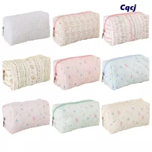 Túi Trang Điểm CQCJ, Túi Đựng Mỹ Phẩm In Hoa Dung Tích Lớn, INS Mềm Cotton Trang Điểm Nhà & Du Lịch