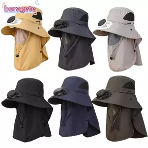 Mũ quạt BORAGETE, Mũ che nắng vành rộng UPF50 + dành cho nam, Mũ che nắng chống nắng chống tia cực tím có thể tháo rời Bãi biển