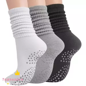 TOPTOOLCX 1 Đôi Tất Pilates Nữ, Tất Yoga Ống Dài Thoáng Khí Silicon Chống Trơn Trượt, Tất Tập Thể Dục Thiết Kế Thanh Đôi