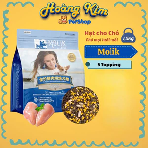 Hạt cho chó MOLIK 1,5kg Hạt mix topping sữa dê, 15 ngày hỗ trợ tiêu hóa, chó kén ăn