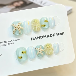 Mùa Hè Họa Tiết Sao Biển Làm Móng Tay Phù Hợp Với Ba Chiều Ngọt Ngào Dreamy Handmade Đeo Móng Tay Miếng Dán LYVW