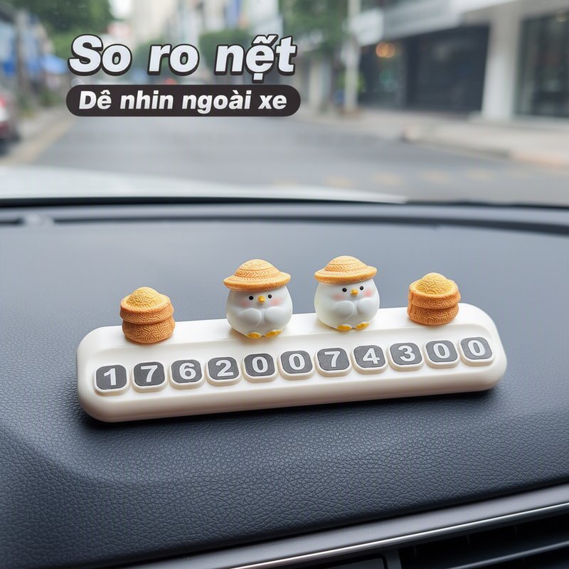 Bảng Số điện Thoại ô Tô Hình Gà Dễ Thương Biển Số Tạm Gắn Taplo Trang Trí Nội Thất Xe