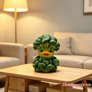 Tượng vịt bông cải xanh Tượng động vật nhỏ bằng nhựa dễ thương sáng tạo cho sân vườn gia đình và hiện tại