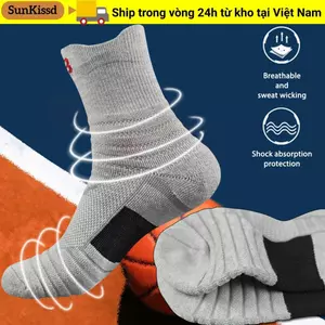Tất Thể Thao SUNKISSD, Vớ Bóng Đá Dày Thoáng Khí, Hút Mồ Hôi Hữu Ích Chống Trượt Ống Ngắn Bóng Đá Bóng Rổ Co Giãn Tất Nam Nữ