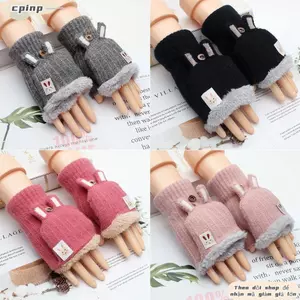 Găng Tay Mùa Đông CPINCP, Găng Tay Len Dệt Kim Flip Cover, Phong Cách Hàn Quốc Hai Lớp Làm Dày Màn Hình Có Thể Cảm Ứng Găng Tay Nẹp Dành Cho Người Phụ Nữ Mùa Đông Ấm Áp