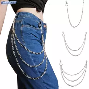 Bluelover 1 / 2 / 3 Lớp Dây Kim Loại Dài Dây Xích Ro Punk Móc Quần Quần Eo Liên Kết Ví Kim Loại Dây Xích Móc Khóa Vòng Móc Khóa HipHop Trang Sức Mới