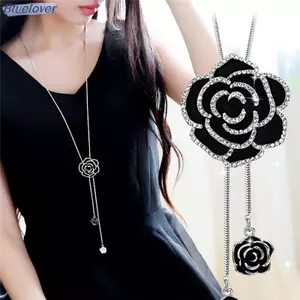 Bluelover Hoa Hồng Mặt Dây Chuyền Dài Nelace Áo Len Dây Chuyền Pha Lê Nữ Trang Sức Quà Tặng Mới