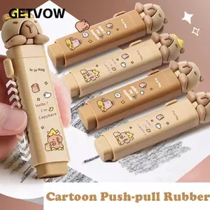 GETVOW Silicone Tẩy, Hoạt Hình Có Thể Thay Thế Core Cao Su Tẩy, Quà Tặng Dễ Thương Capybara Thiết Kế Đẩy Loại Bút Tẩy Đồ Dùng Học Tập