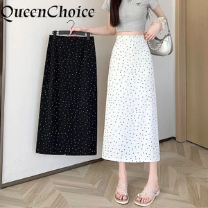 S-3XL Nữ Lưng Chia Chấm Bodycon Váy Nữ Thời Trang Màu Đen Chắc Chắn Công Sở Váy Midi