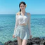 Bảo Thủ Đồ Bơi Nữ Sinh Mùa Hè Chia Ba Mảnh Bộ Đồ Chống Nắng Dài Tay Đi Biển Cô Gái Ngọt Ngào Bao Chuông