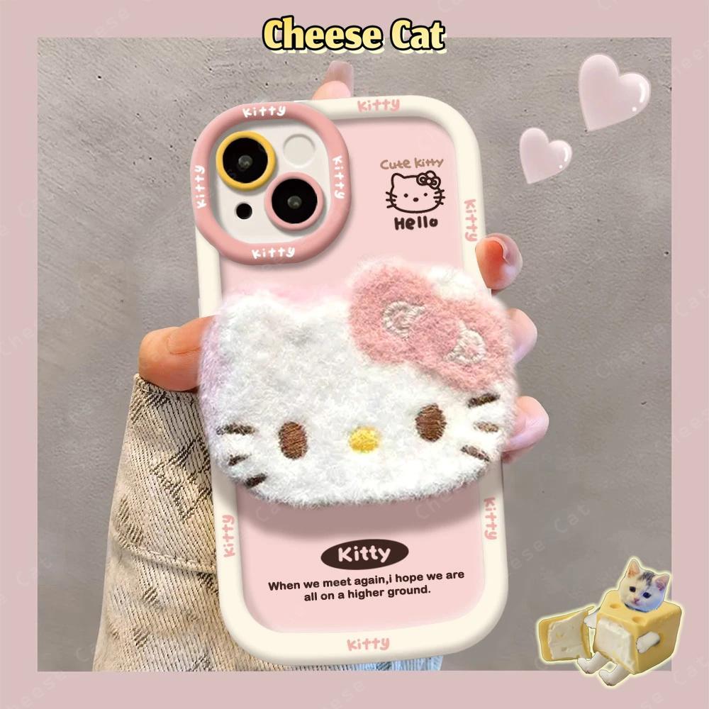 Sang Trọng Kitty Màu Hồng Ốp Lưng Điện Thoại iPhone 13 12 11 14 15 16 17 Pro Max XR Xs Max 7 Plus Silicone Bảo Vệ