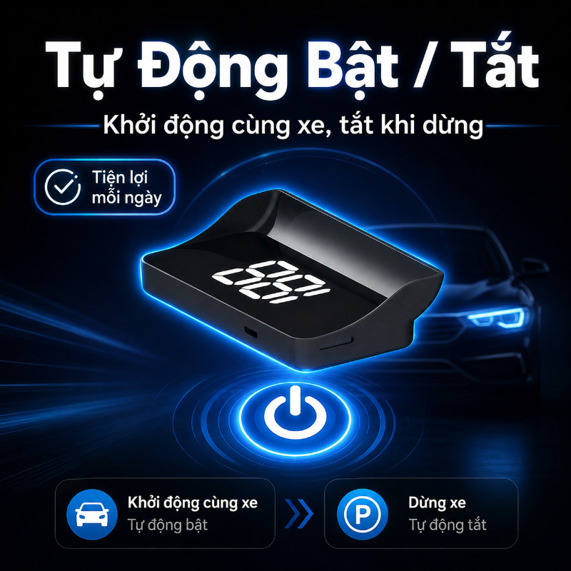 Màn Hình HUD Ô Tô Hiển Thị Tốc Độ GPS KMH – Màn Hình Đầu Lên Xe Hơi Phiên Bản 2025 Cao Cấp