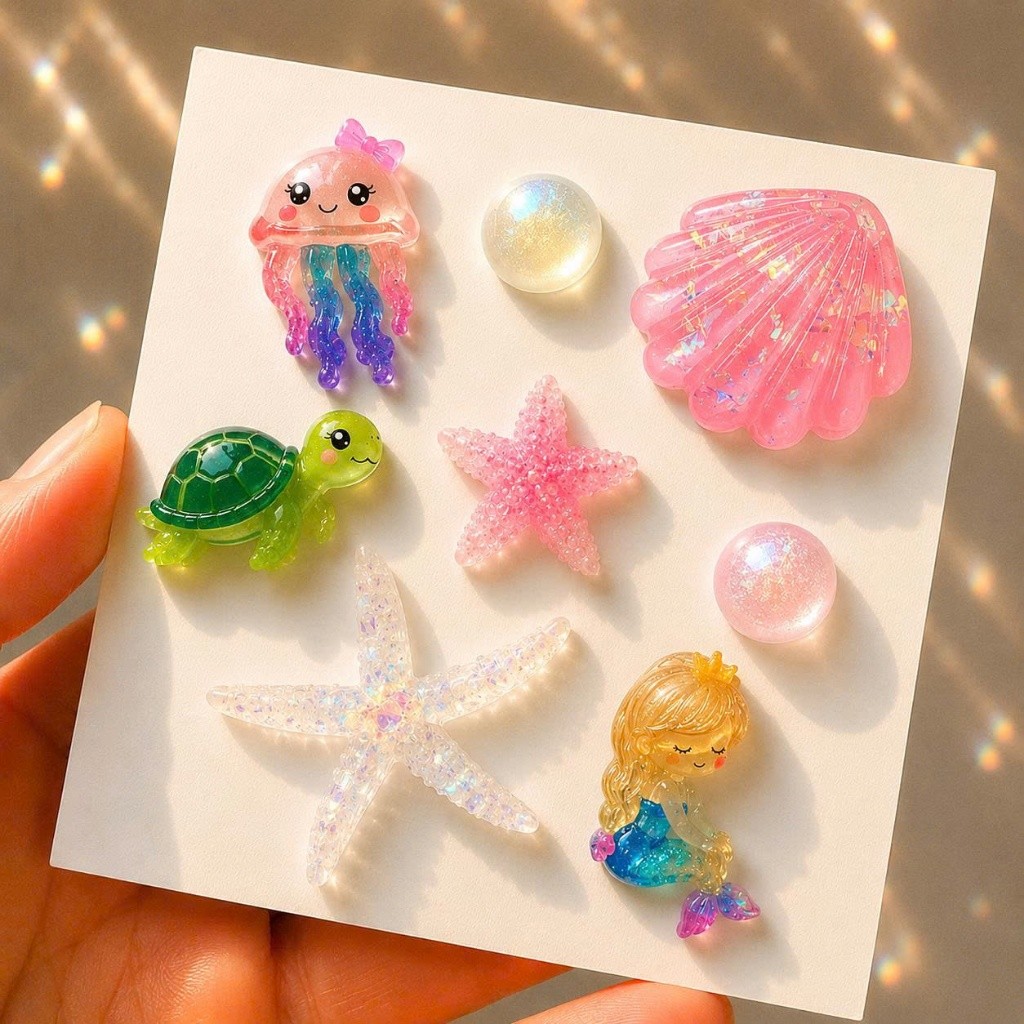 Set Charm Resin Nàng Tiên Cá Đại Dương Lấp Lánh