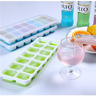 Khay Làm Đá Ô Vuông 14 Viên, Khay Đá Silicone 14 Ô Làm Thạch Làm Đá Tiện Lợi Có Nắp Chống Mùi
