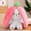 Gấu Bông Nhỏ Hình Thỏ Lốt Dâu 2 Trong 1, Vải Mềm Mịn, Nhập Khẩu, Quà Tặng Dễ Thương MEILI